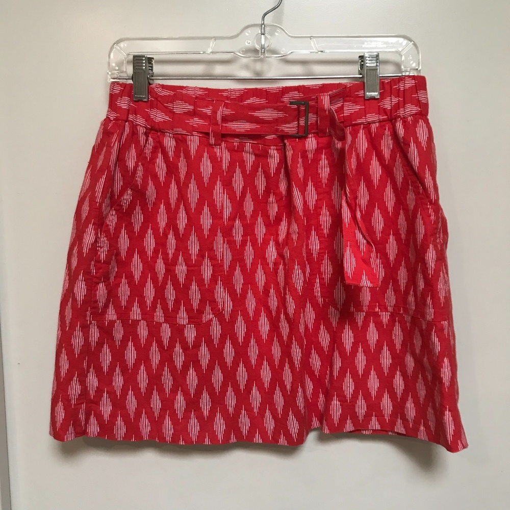 Banana Republic Red and White Patterned Mini Skirt
